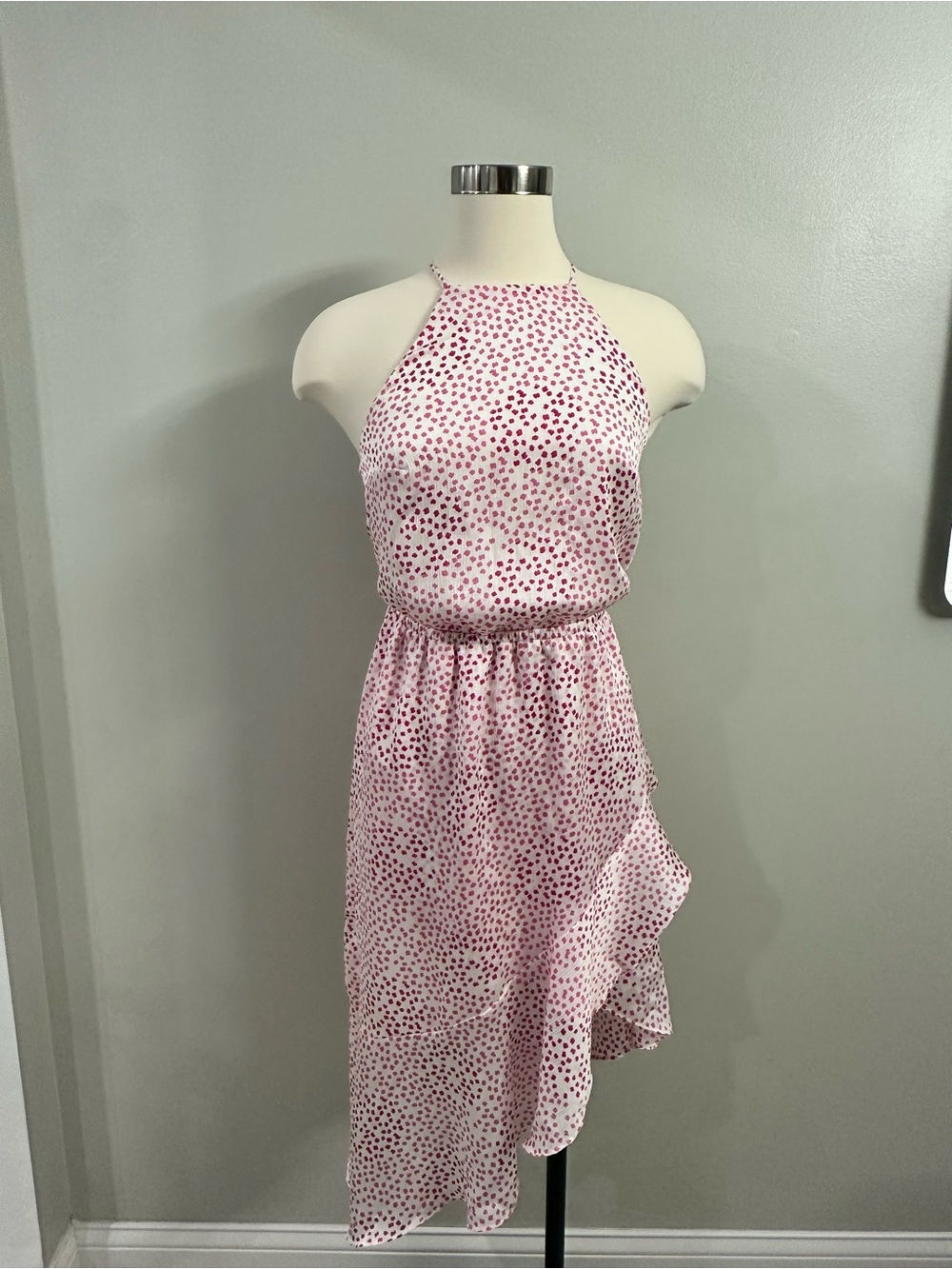 Express Pink Halter Asymmetrical Midi Dress